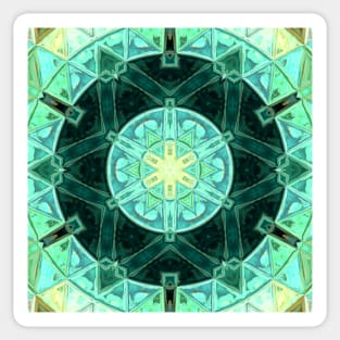 Mosaic Mandala Teal and Yellow Sticker